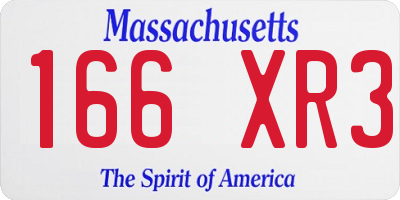MA license plate 166XR3