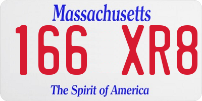 MA license plate 166XR8