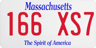 MA license plate 166XS7