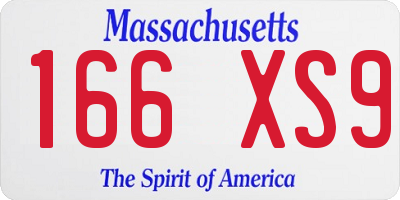 MA license plate 166XS9