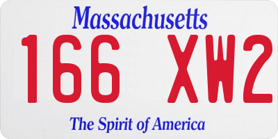 MA license plate 166XW2