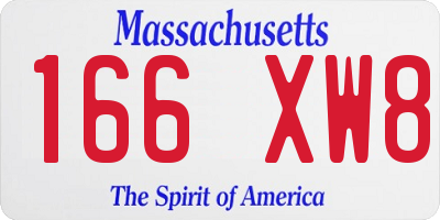 MA license plate 166XW8