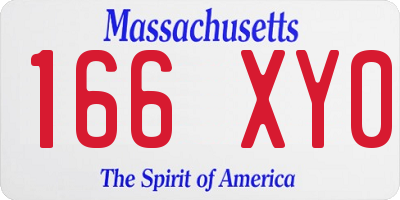 MA license plate 166XY0