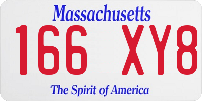 MA license plate 166XY8