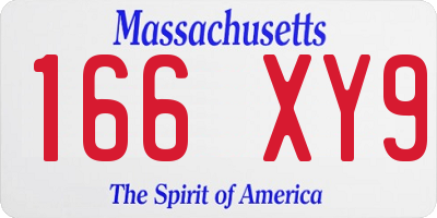 MA license plate 166XY9