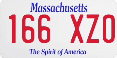 MA license plate 166XZ0