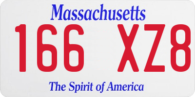 MA license plate 166XZ8
