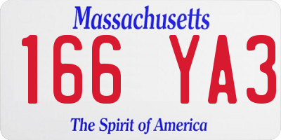 MA license plate 166YA3