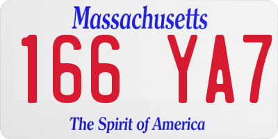 MA license plate 166YA7