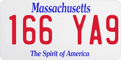 MA license plate 166YA9