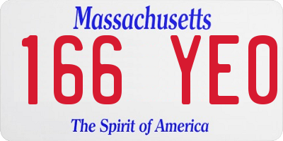 MA license plate 166YE0