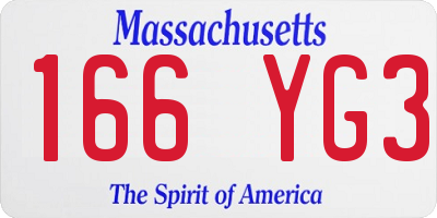 MA license plate 166YG3