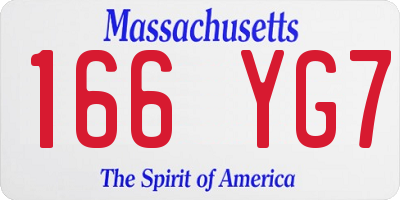 MA license plate 166YG7