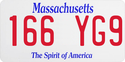 MA license plate 166YG9
