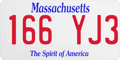 MA license plate 166YJ3