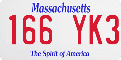 MA license plate 166YK3