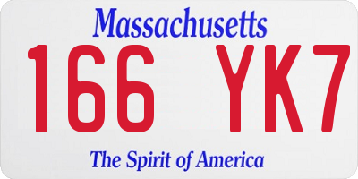 MA license plate 166YK7