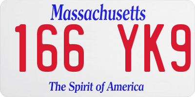 MA license plate 166YK9