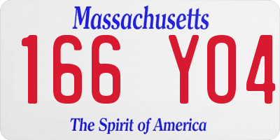 MA license plate 166YO4