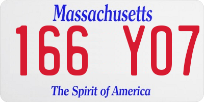 MA license plate 166YO7