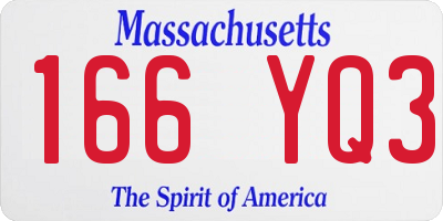 MA license plate 166YQ3