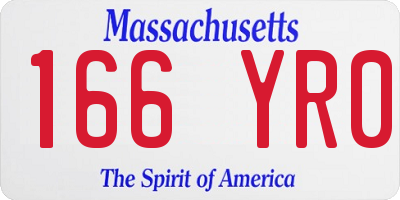 MA license plate 166YR0