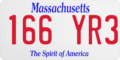 MA license plate 166YR3