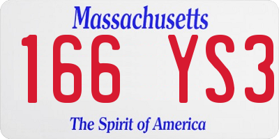 MA license plate 166YS3