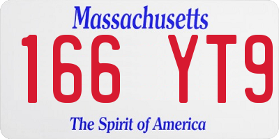 MA license plate 166YT9