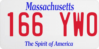 MA license plate 166YW0