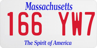 MA license plate 166YW7