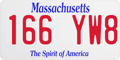 MA license plate 166YW8
