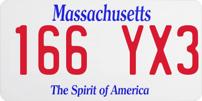 MA license plate 166YX3