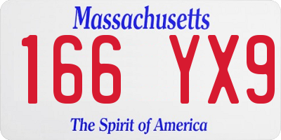 MA license plate 166YX9