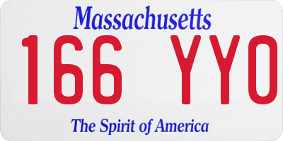 MA license plate 166YY0