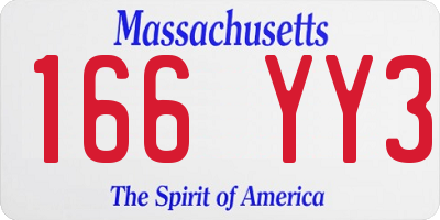 MA license plate 166YY3