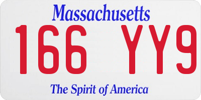MA license plate 166YY9