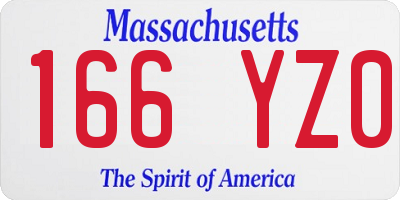 MA license plate 166YZ0