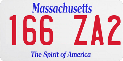 MA license plate 166ZA2