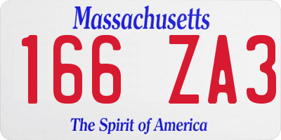 MA license plate 166ZA3