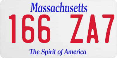 MA license plate 166ZA7