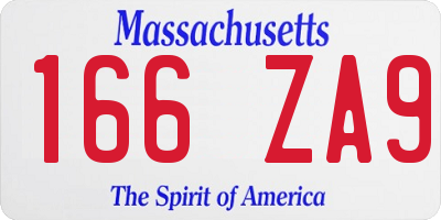 MA license plate 166ZA9