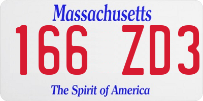 MA license plate 166ZD3