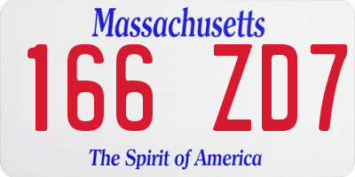 MA license plate 166ZD7