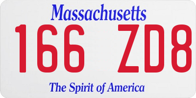 MA license plate 166ZD8