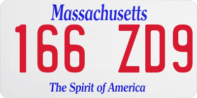 MA license plate 166ZD9