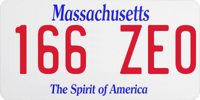 MA license plate 166ZE0