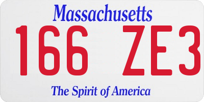 MA license plate 166ZE3