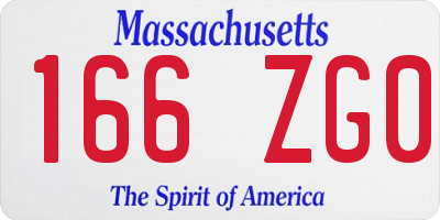 MA license plate 166ZG0