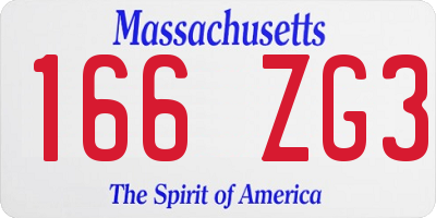 MA license plate 166ZG3